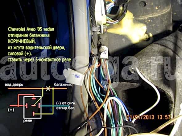 Карта установки автосигнализации на Chevrolet Aveo 2005