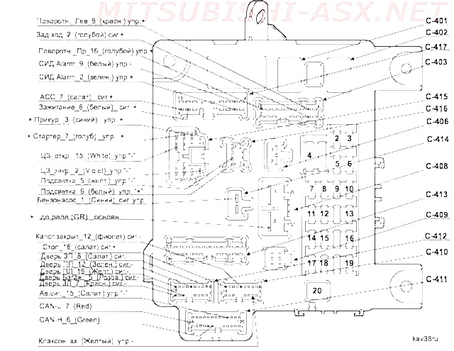 Распиновка BCM Mitsubishi ASX