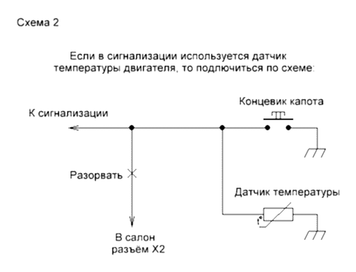 Подключение к концевику капота Подключение к концевику капота